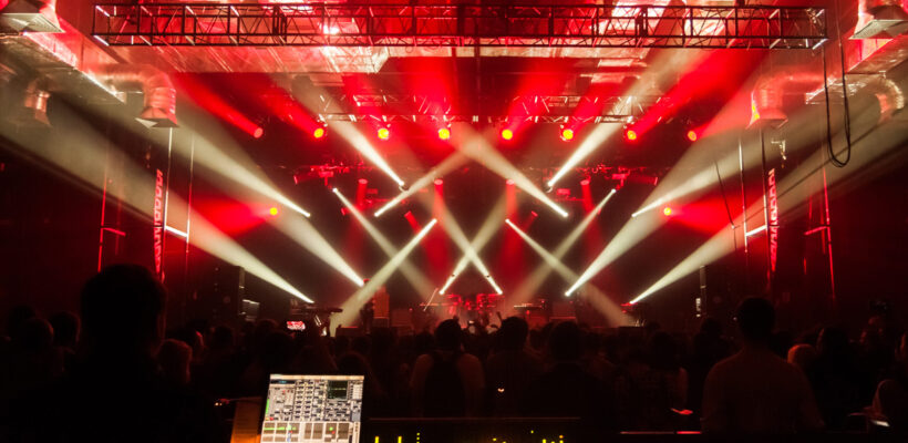 The control panel sound and light during a concert